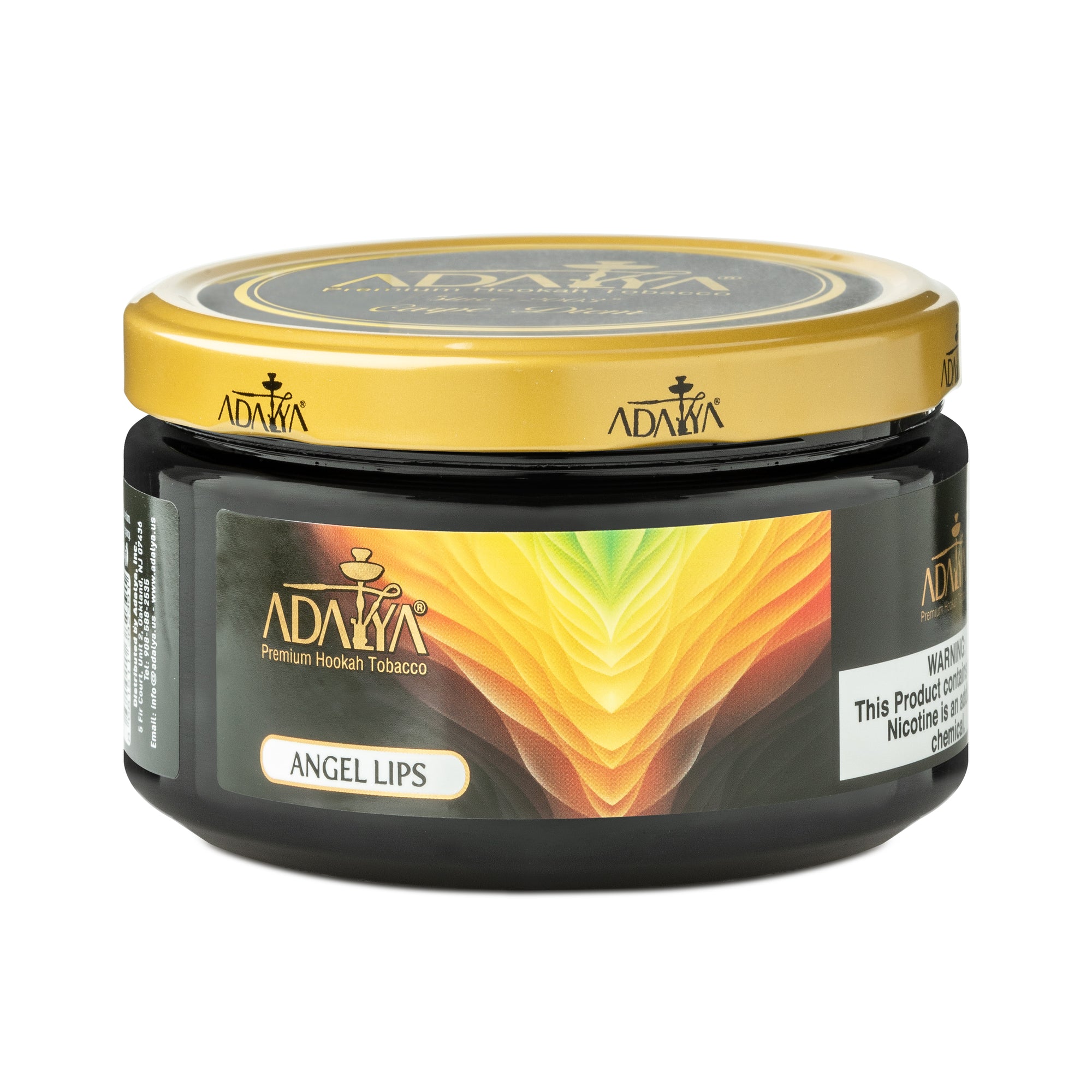 Adalya Angel Lips premium hookah tobacco in black jar with gold lid by LE TABAC