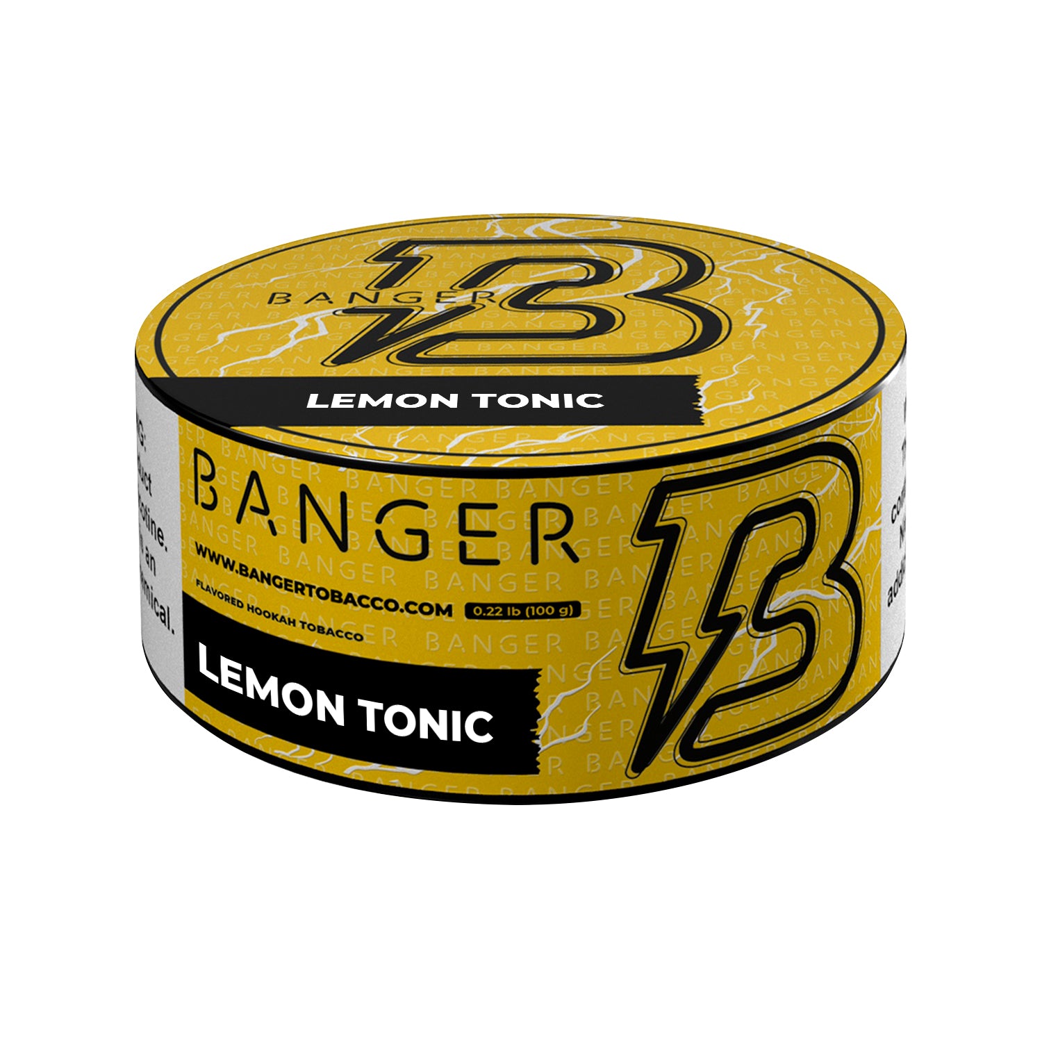 LE TABAC Banger Lemon Tonic flavored hookah tobacco in a yellow round 100g container