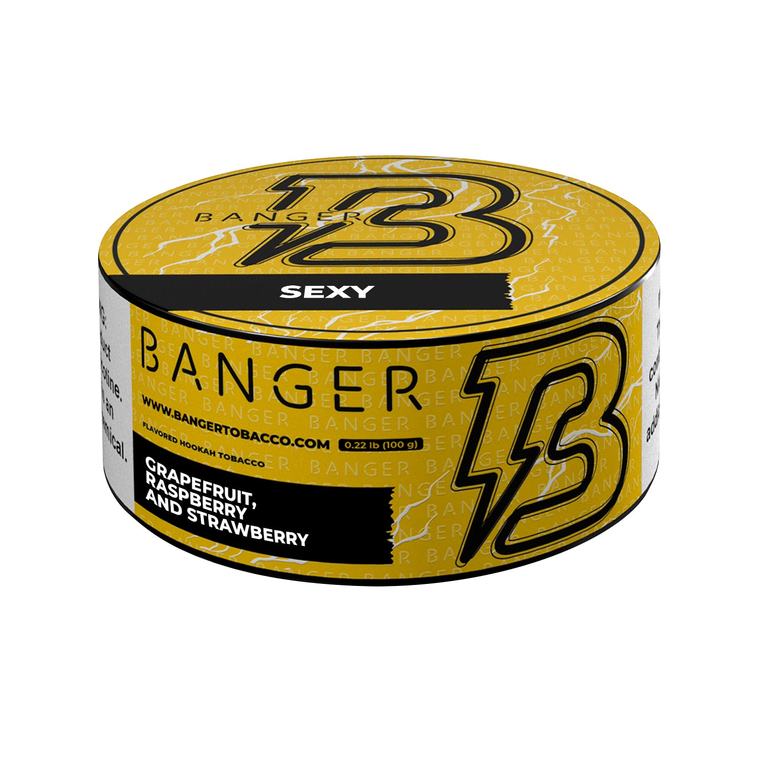 LE TABAC Banger Sexy hookah tobacco with grapefruit raspberry and strawberry flavor in yellow can