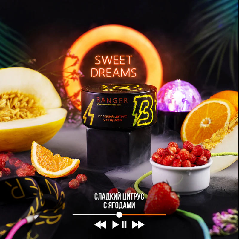 LE TABAC Banger sweet citrus with berries flavored hookah tobacco can with fresh fruit slices around