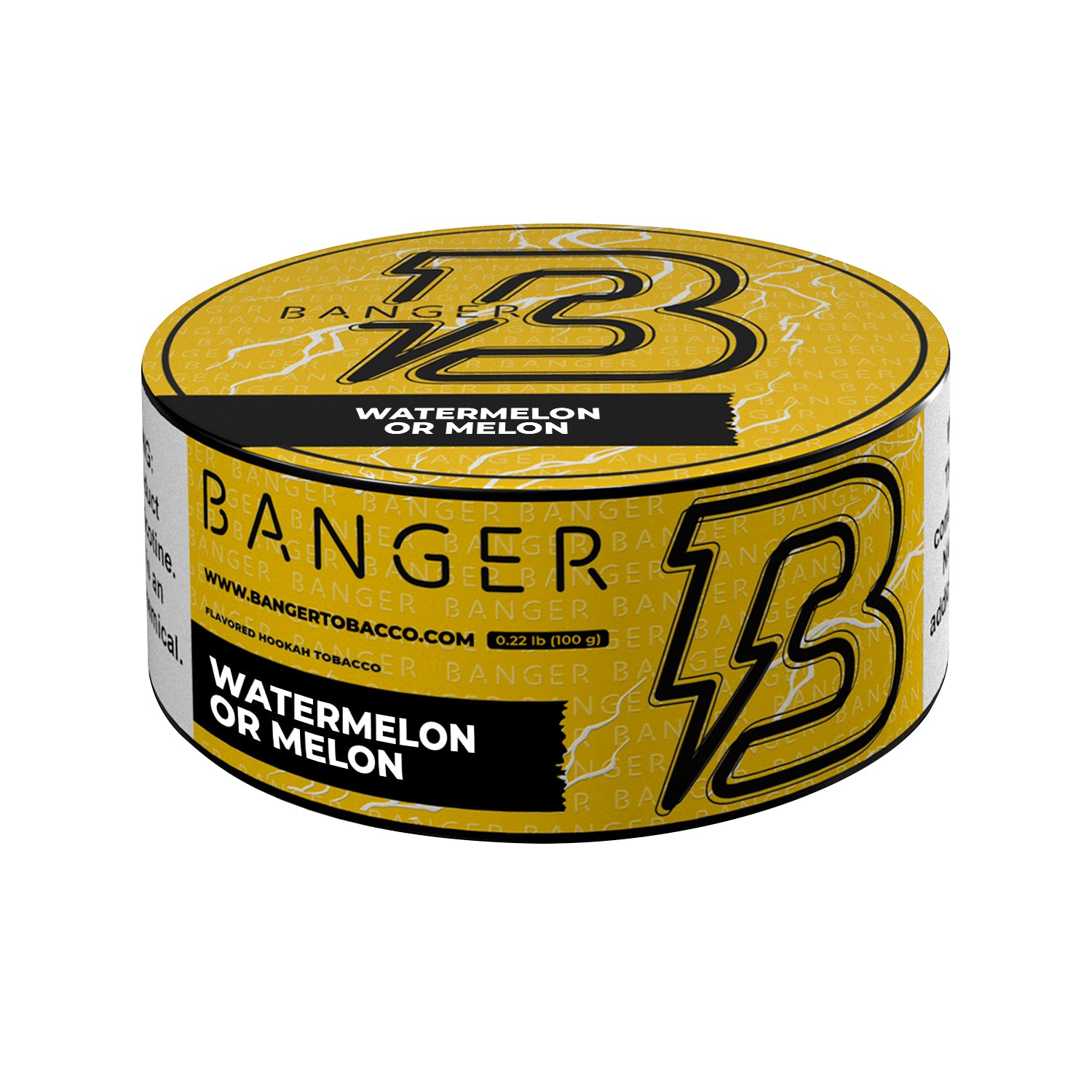 LE TABAC Banger Watermelon or Melon Flavored Hookah Tobacco in a yellow round container