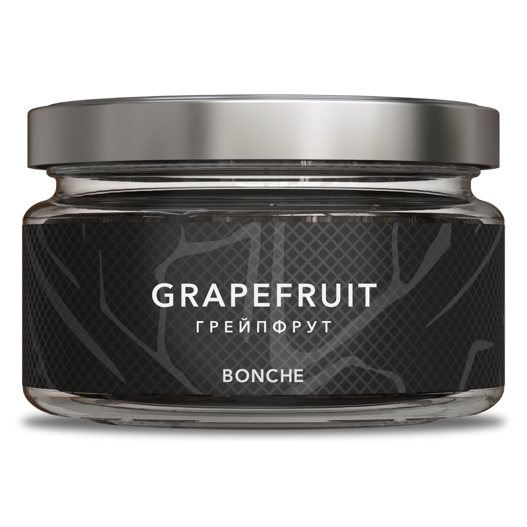 LE TABAC Bonche Grapefruit-scented product in a clear round jar with silver lid