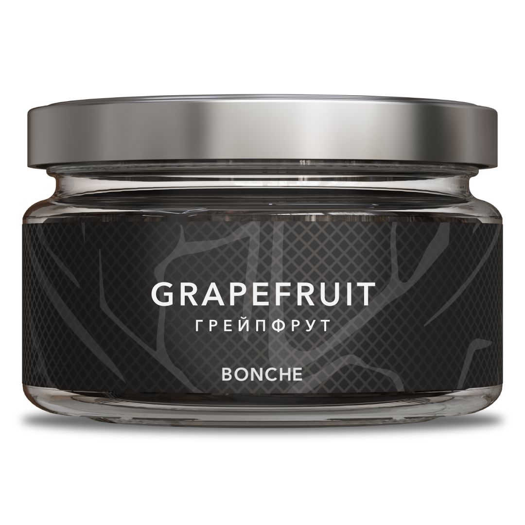 LE TABAC Bonche Grapefruit-scented product in a clear round jar with silver lid