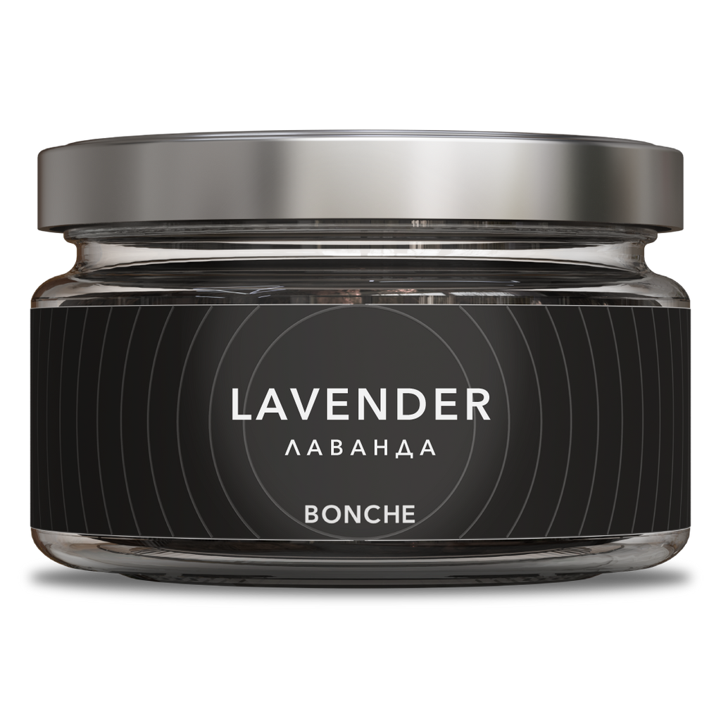 LE TABAC lavender scented BONCHE jar candle with sleek black label and silver lid