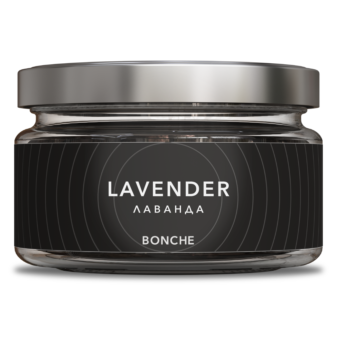 LE TABAC lavender scented BONCHE jar candle with sleek black label and silver lid