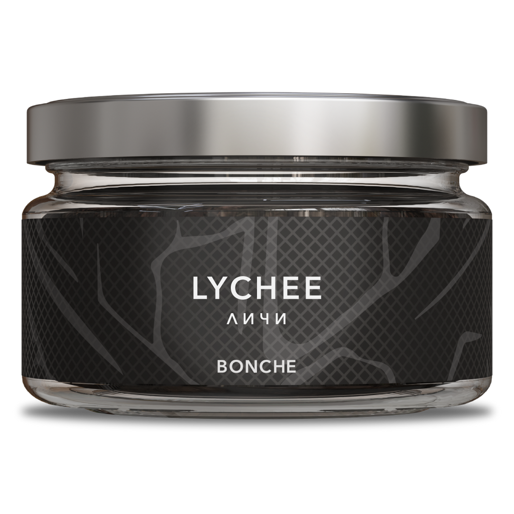 LE TABAC Bonche Lychee scented product in a black jar with silver lid