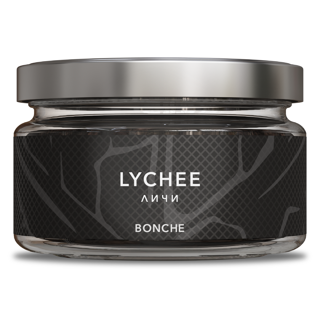 LE TABAC Bonche Lychee scented product in a black jar with silver lid