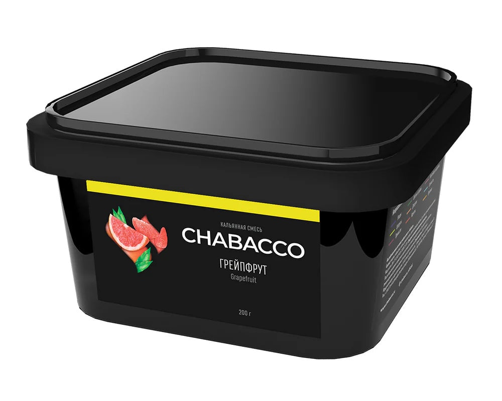 Chabacco grapefruit flavored tobacco blend in a black 200g plastic container by LE TABAC