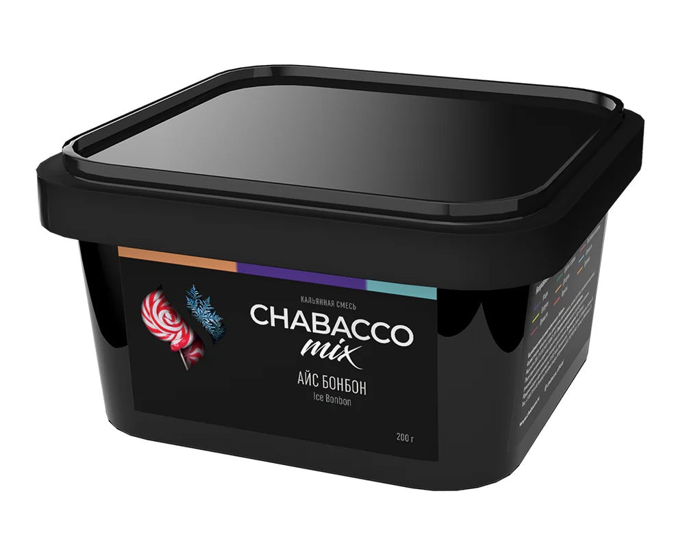 Chabacco mix Ice Bonbon flavored herbal chew in black rectangular plastic container by LE TABAC