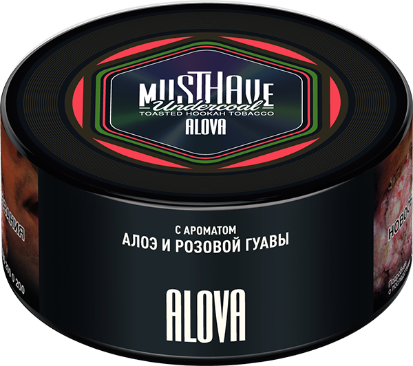 LE TABAC Musthave Alova toasted hookah tobacco with aloe and pink guava flavor in black round tin