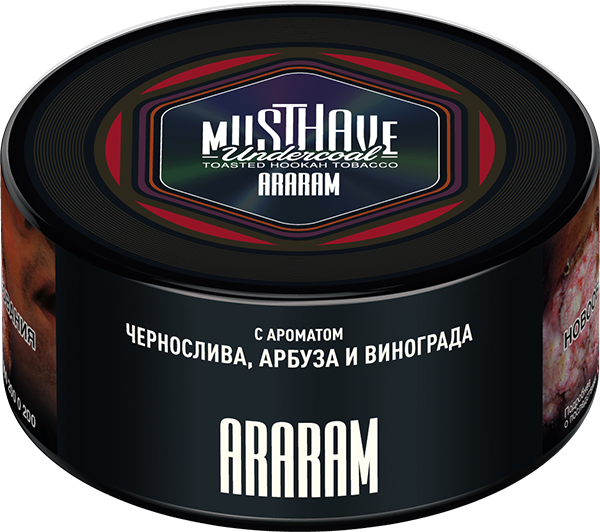 LE TABAC Musthave Araram flavored toasted hookah tobacco in black round container