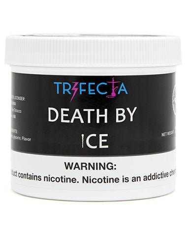 Trifecta Death By Ice nicotine product container with warning label from LE TABAC