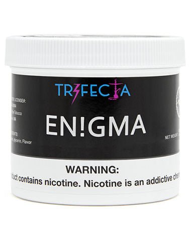 LE TABAC Trifecta EN!GMA nicotine tobacco product container with warning label