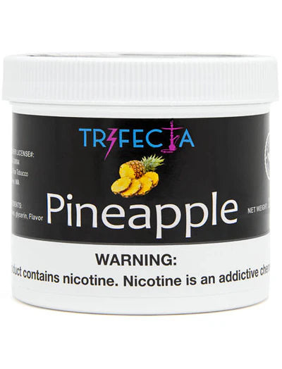 LE TABAC Trifecta Pineapple flavored nicotine tobacco container with white lid and warning label