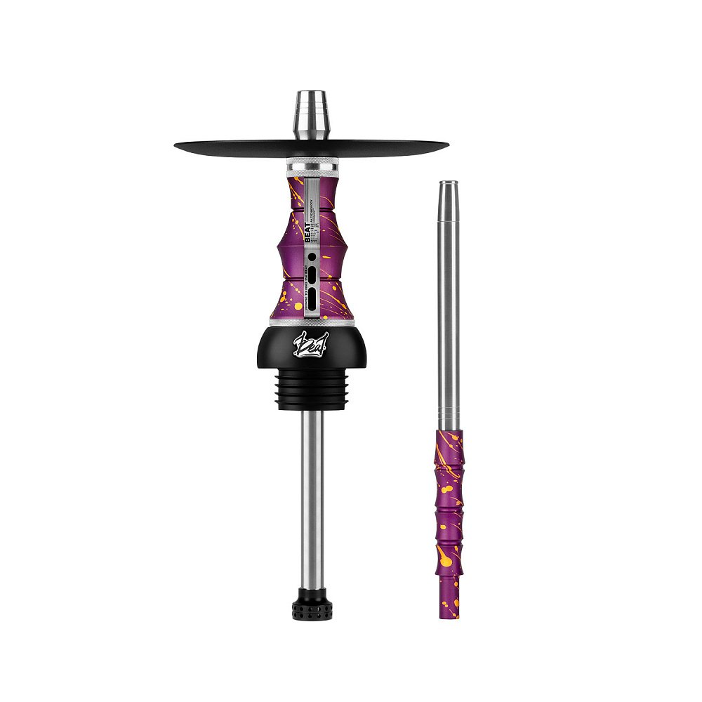 LE TABAC purple and silver hookah stem with matching metal mouthpiece and black tray