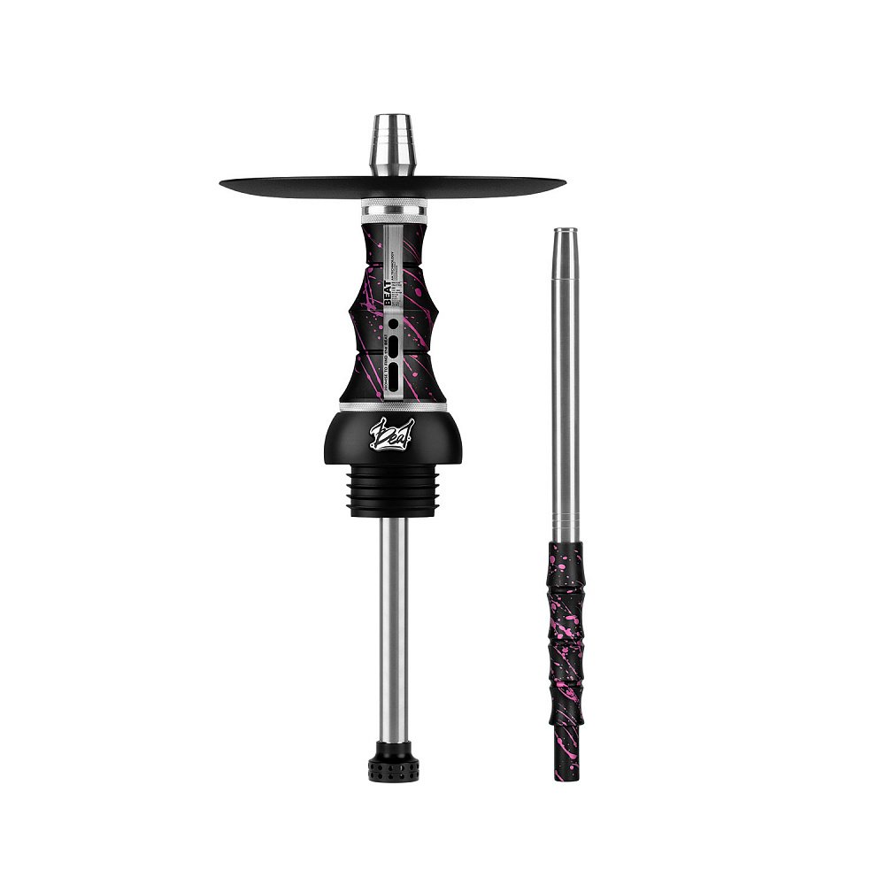 LE TABAC hookah stem and hose with black and pink design and stainless steel elements