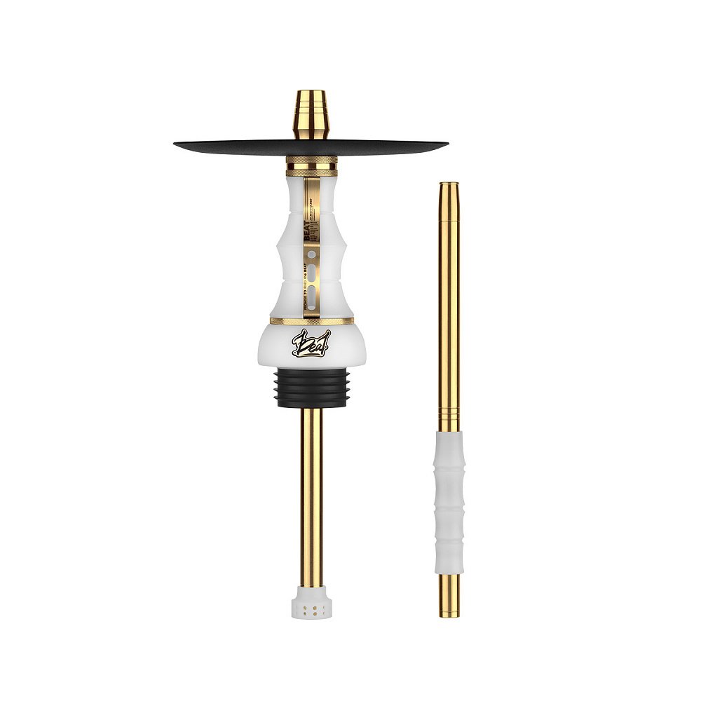 LE TABAC gold and white hookah stem with black tray and matching hose handle