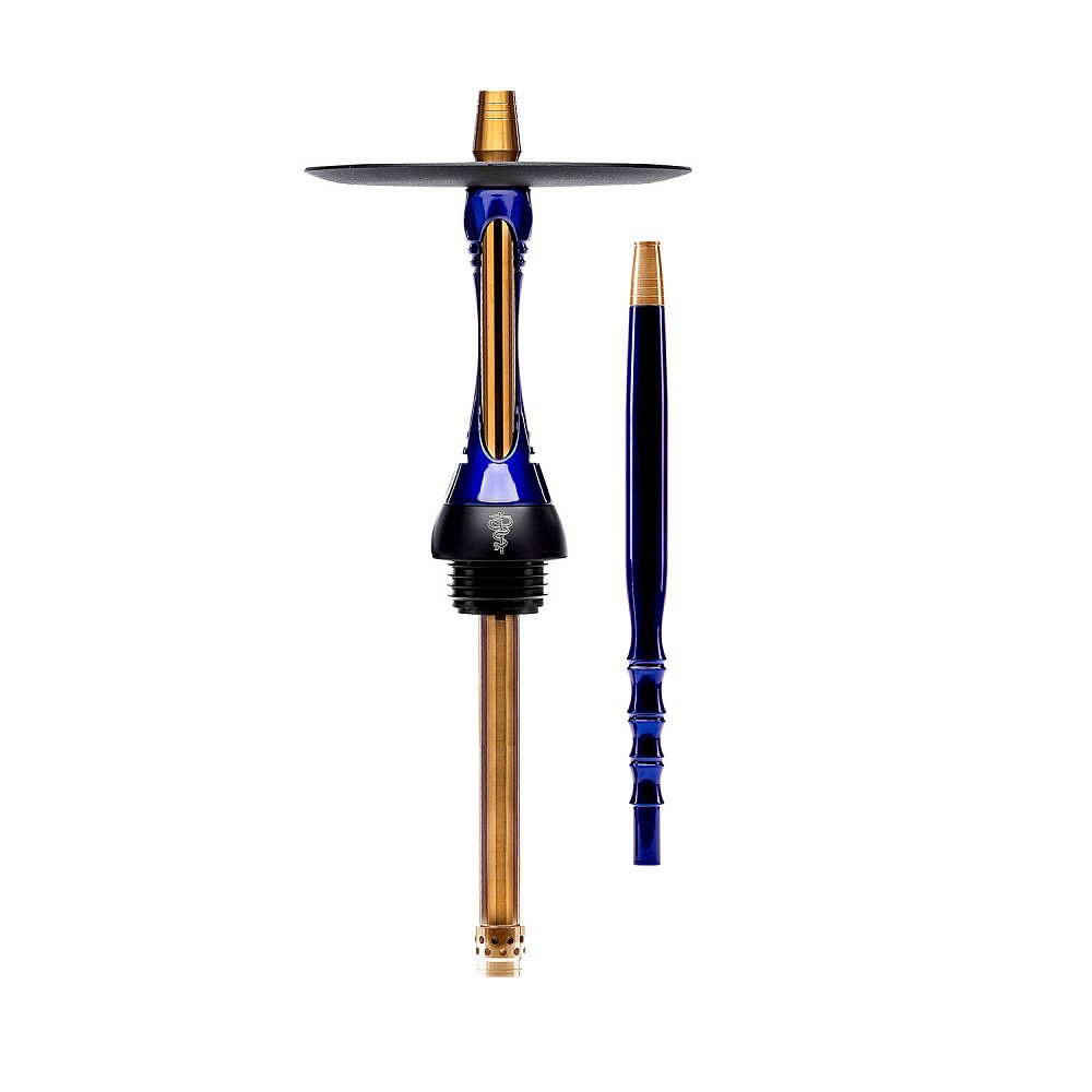 LE TABAC blue and gold hookah stem and mouthpiece with modern design
