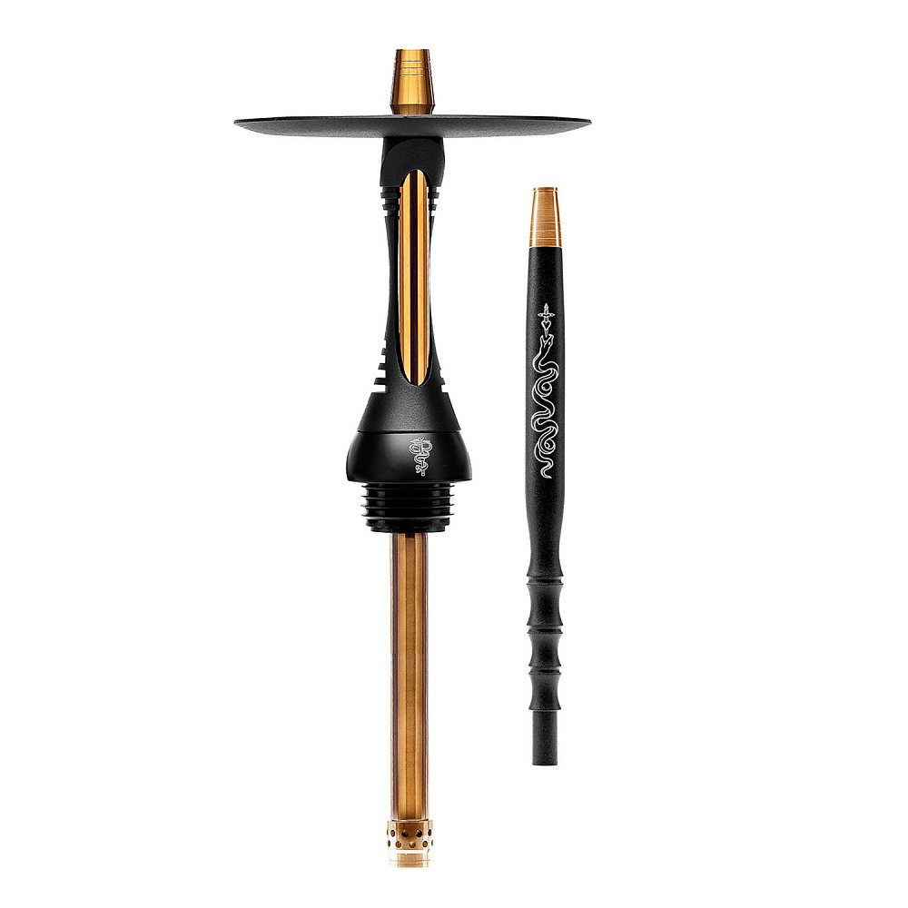 LE TABAC black and gold hookah stem and matching black hose with snake design
