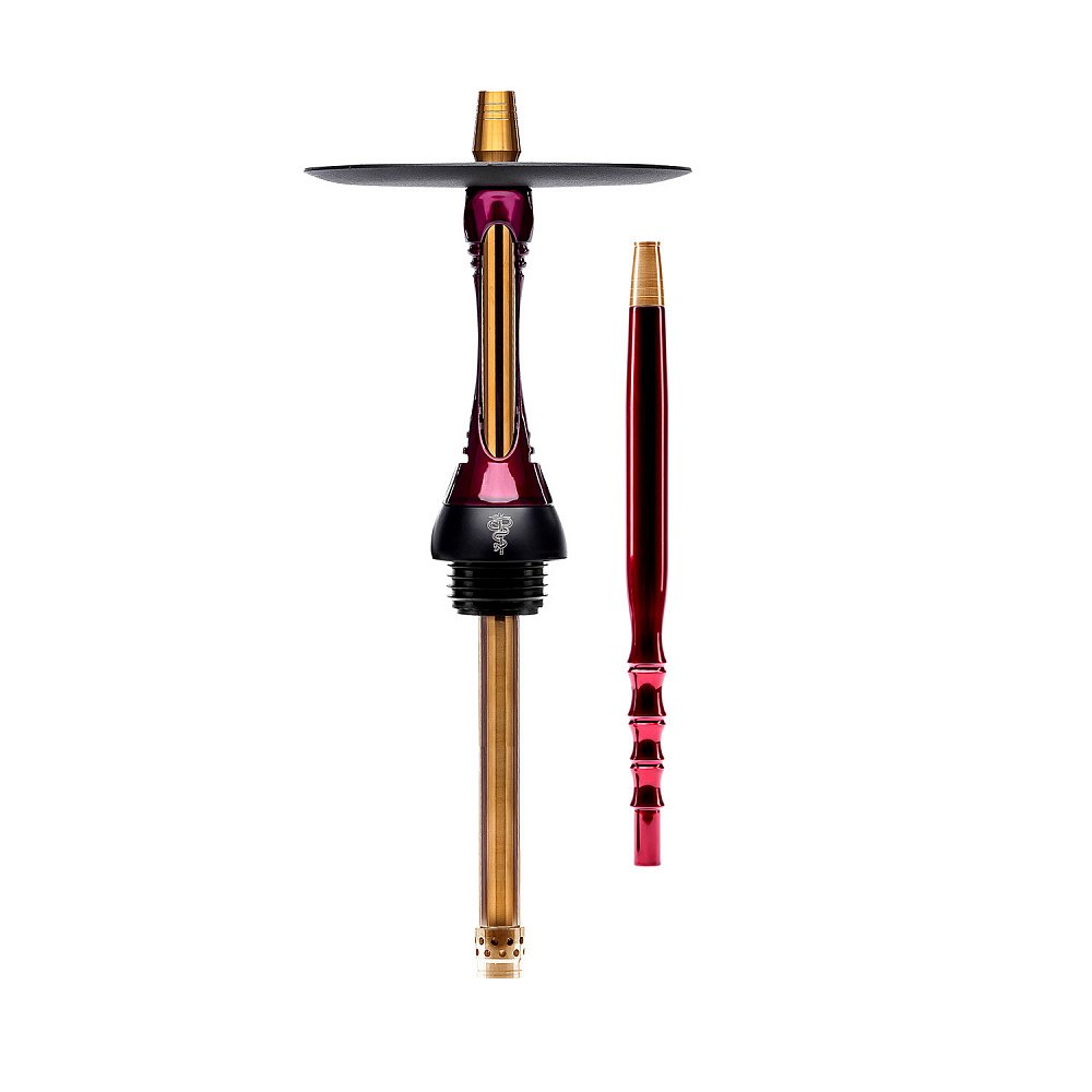 LE TABAC red and gold hookah stem and matching mouthpiece with black tray for smoking