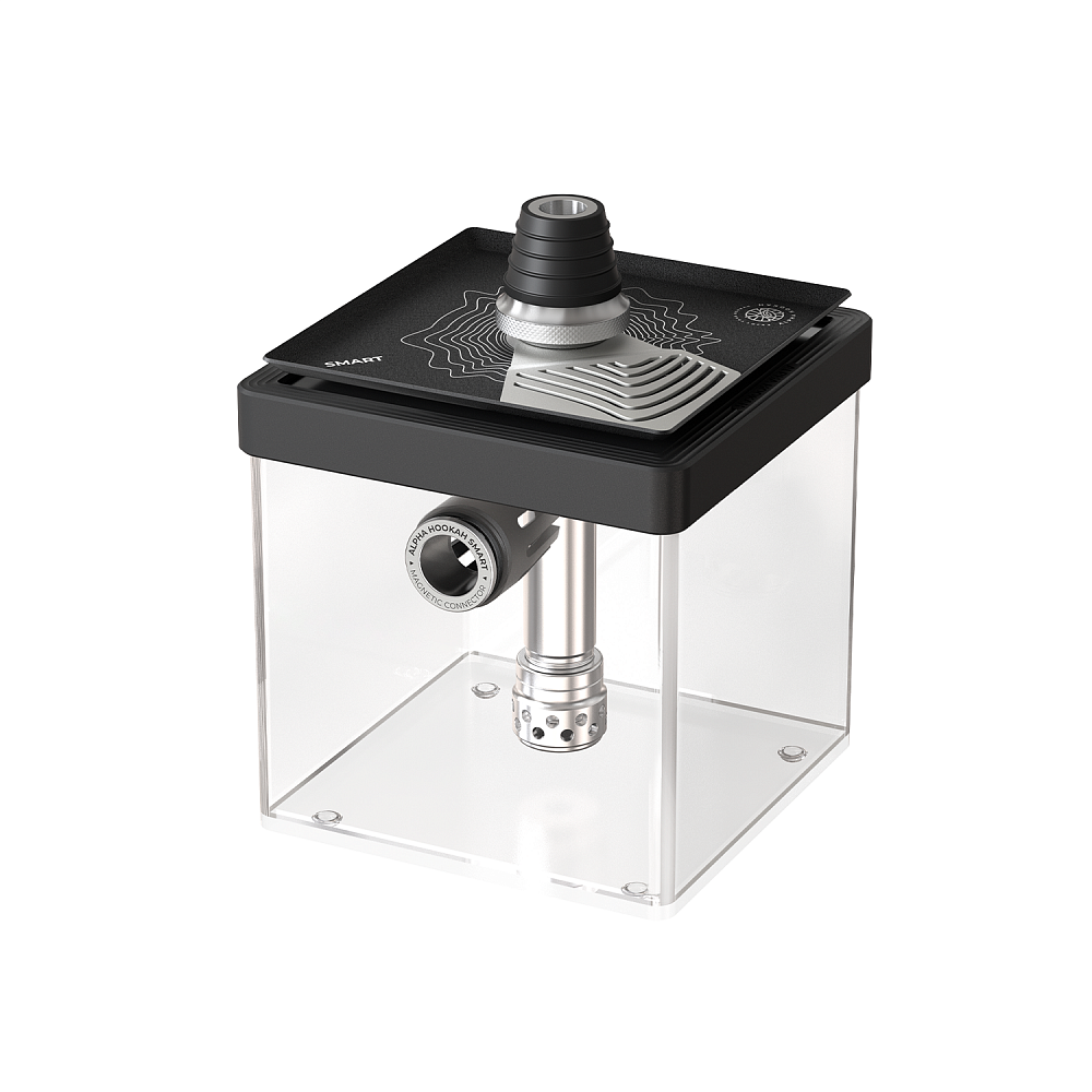 LE TABAC compact hookah with black top and transparent acrylic base for easy cleaning