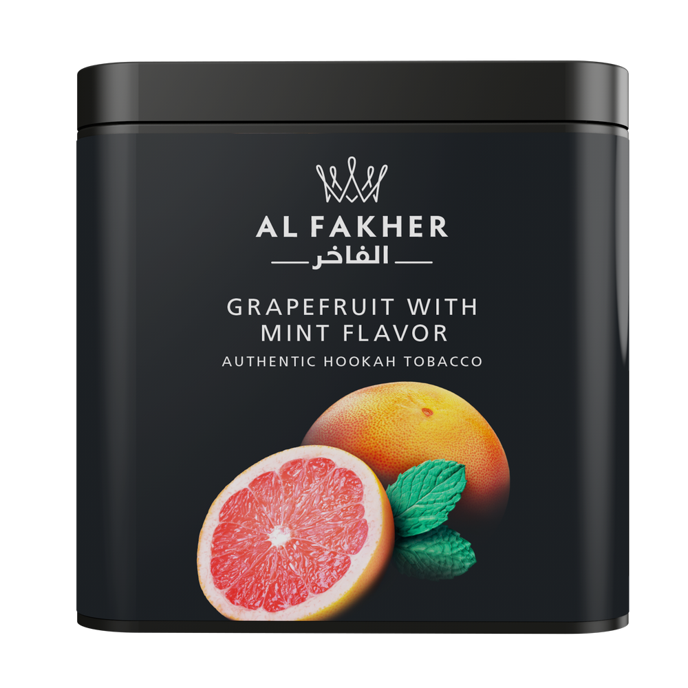 Al Fakher grapefruit with mint flavor authentic hookah tobacco in black container