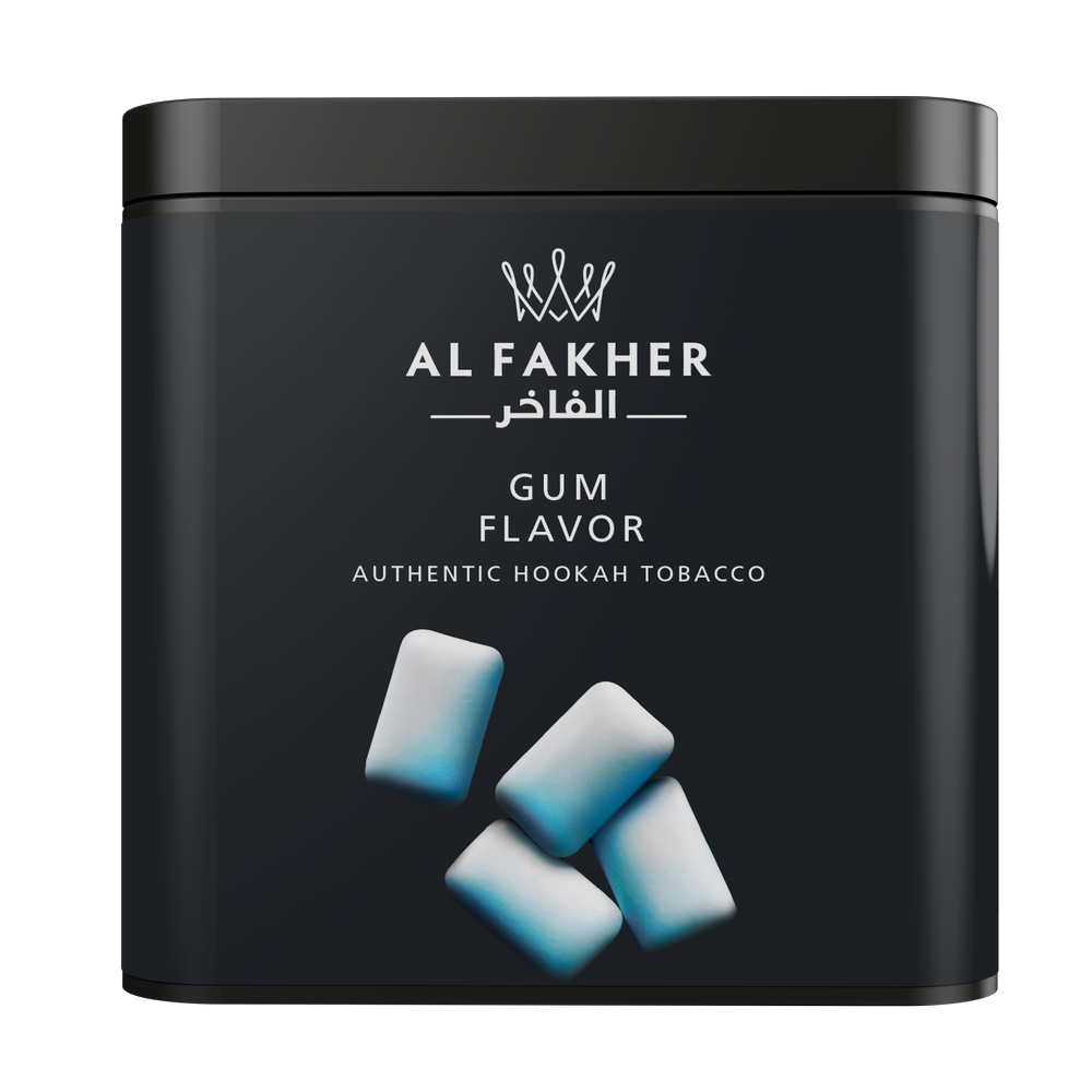 Al Fakher gum flavor authentic hookah tobacco black container with gum pieces image