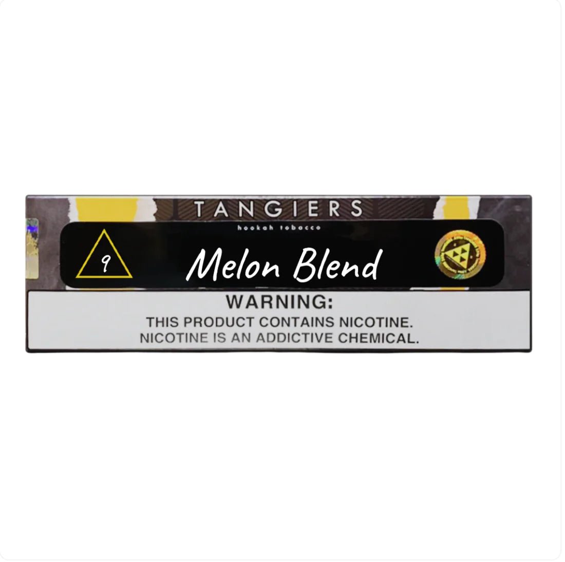 Tangiers Melon Blend hookah tobacco pack with nicotine warning label by LE TABAC