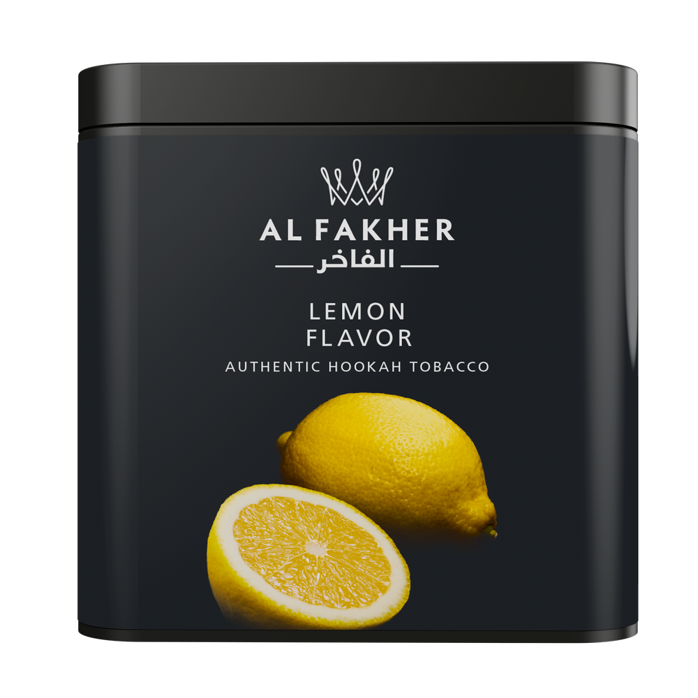 Al Fakher lemon flavor authentic hookah tobacco tin with whole and half lemon image