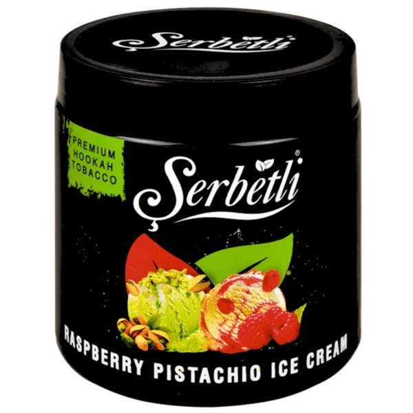 Serbetli Raspberry Pistachio Ice Cream Premium Hookah Tobacco by LE TABAC in black container