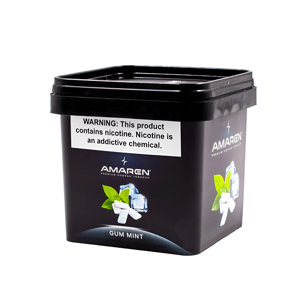 LE TABAC Amaren Gum Mint premium hookah tobacco container with black lid and nicotine warning label