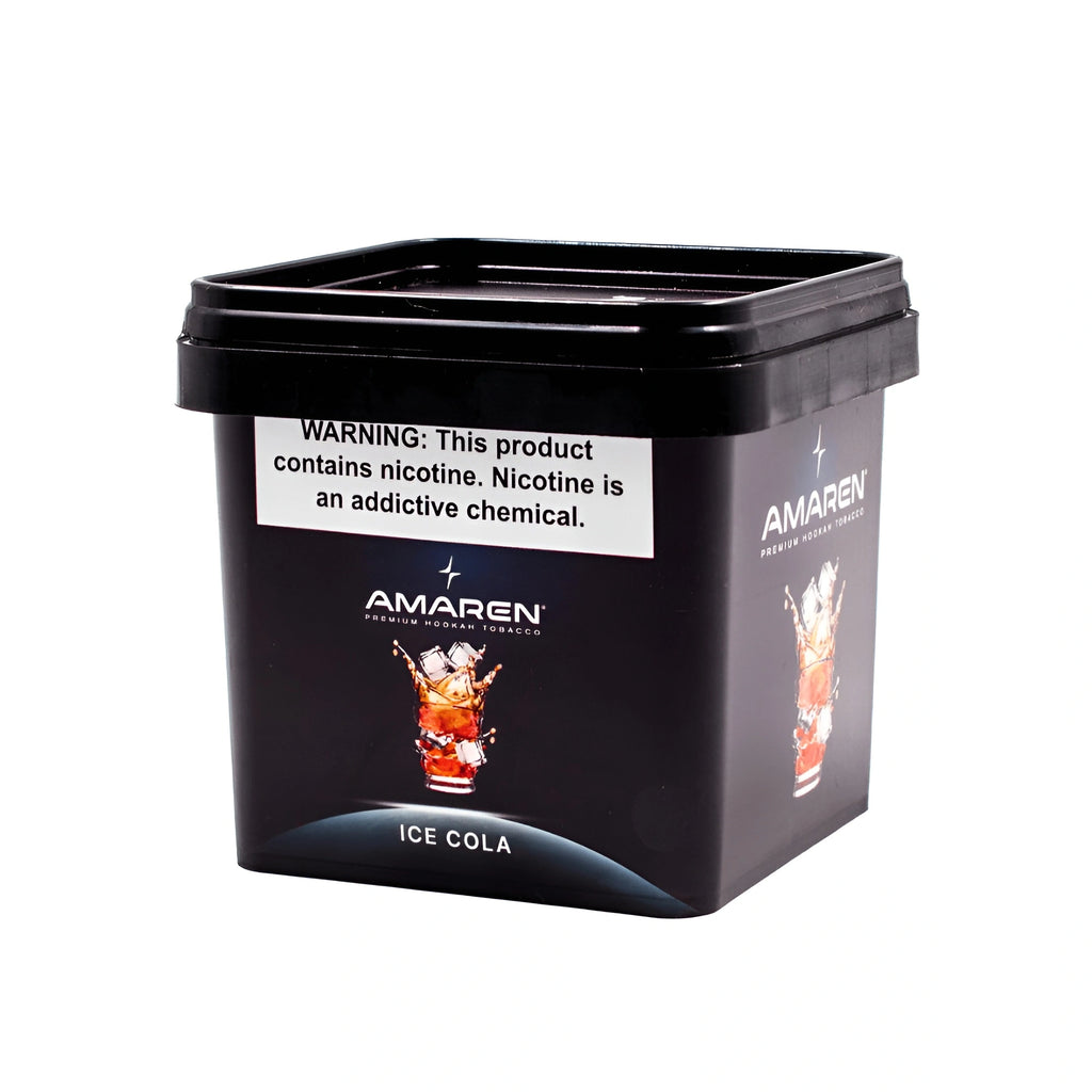 LE TABAC Amaren Ice Cola premium hookah tobacco black container with nicotine warning
