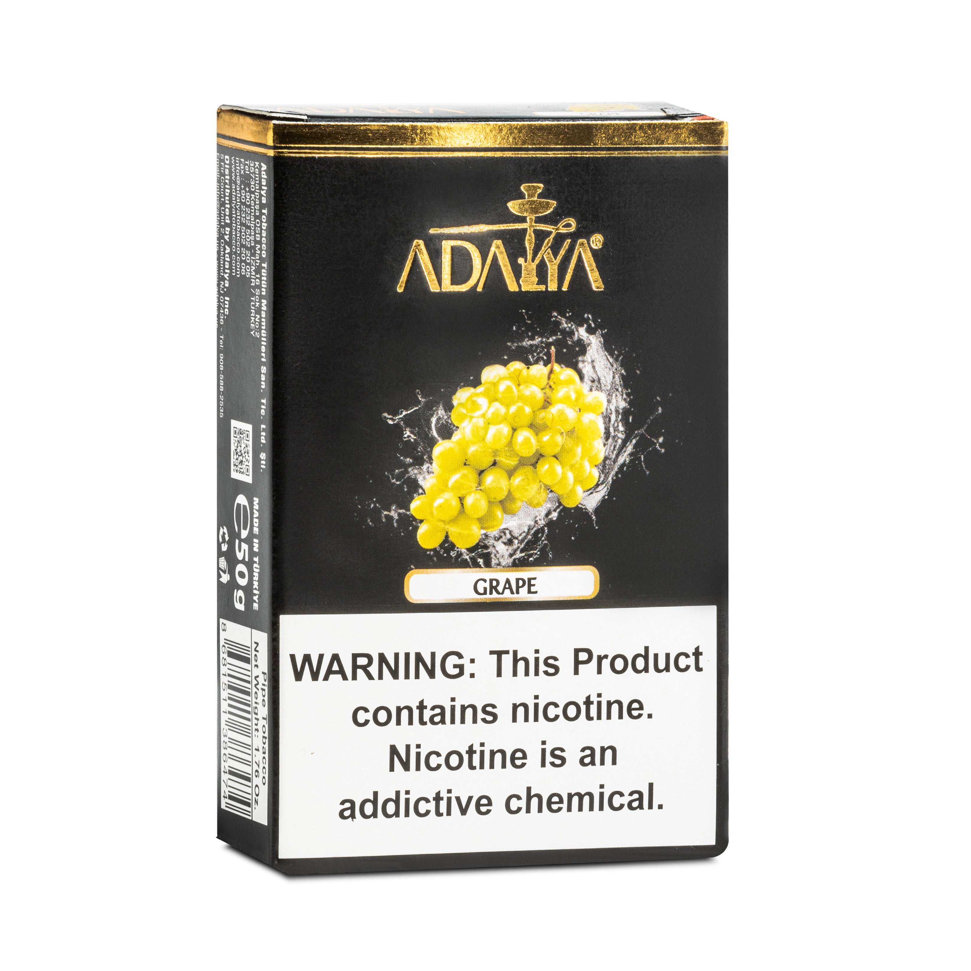 Adalya Grape flavored hookah tobacco pack with nicotine warning by LE TABAC