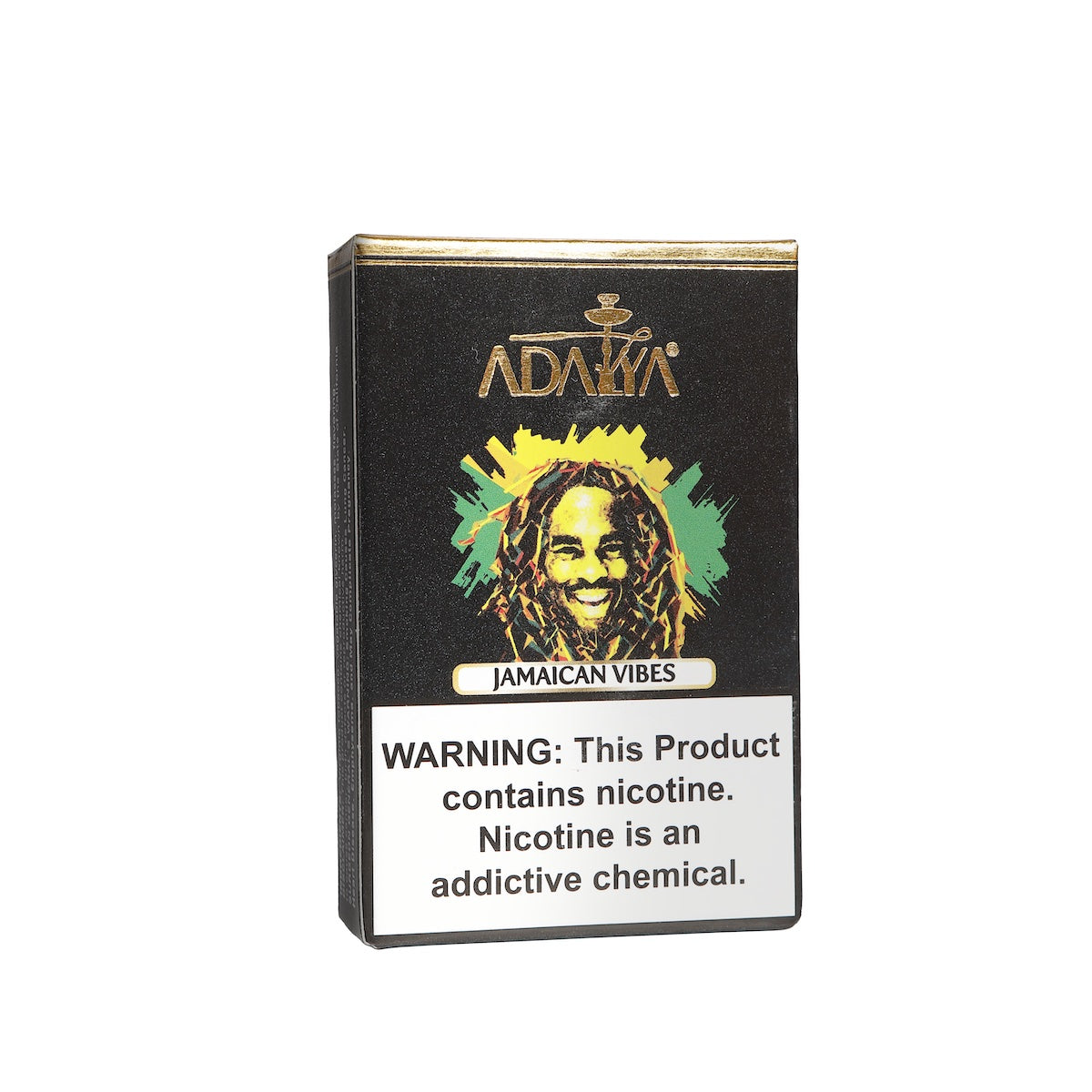 Adalya Jamaican Vibes flavored tobacco pack with nicotine warning label by LE TABAC