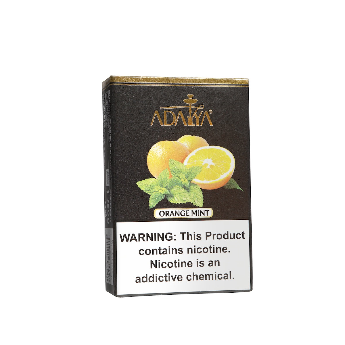 Adalya Orange Mint flavored tobacco pack with nicotine warning label by LE TABAC