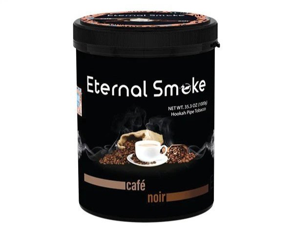 Eternal Smoke Café Noir hookah pipe tobacco 1000g black container with coffee cup and beans design