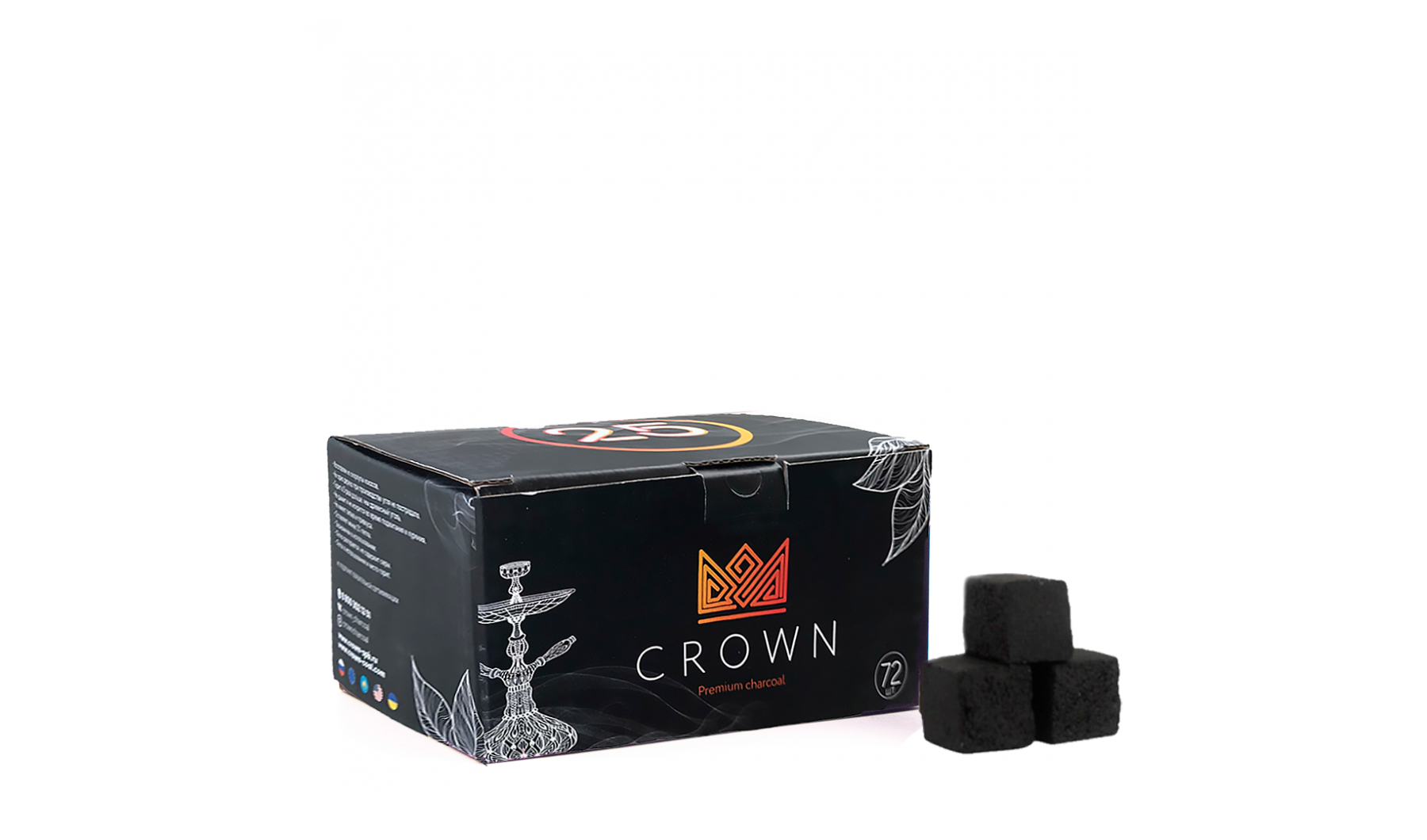 Crown Coconut Hookah Charcoals - Cube 1Kg 72 Pieces