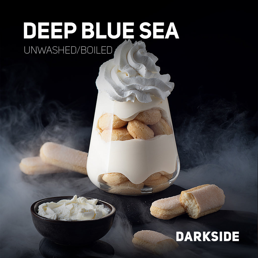 Deep Blue Sea flavored unwashed boiled tobacco with cream and biscuit dessert inspired design by Darkside