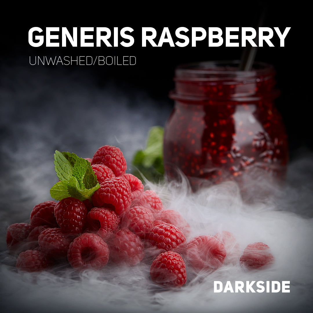 Generis Raspberry unwashed boiled raspberries with mint leaves and smoky background by Darkside