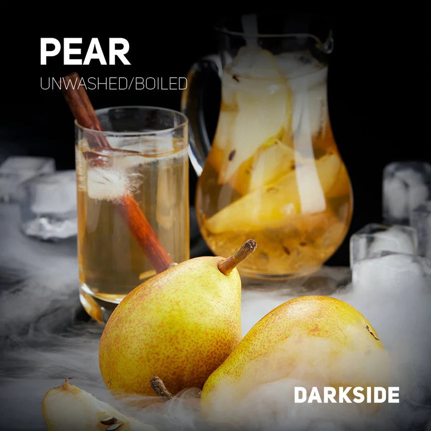 Darkside pear flavor with unwashed boiled pears and a glass of pear drink with cinnamon stick