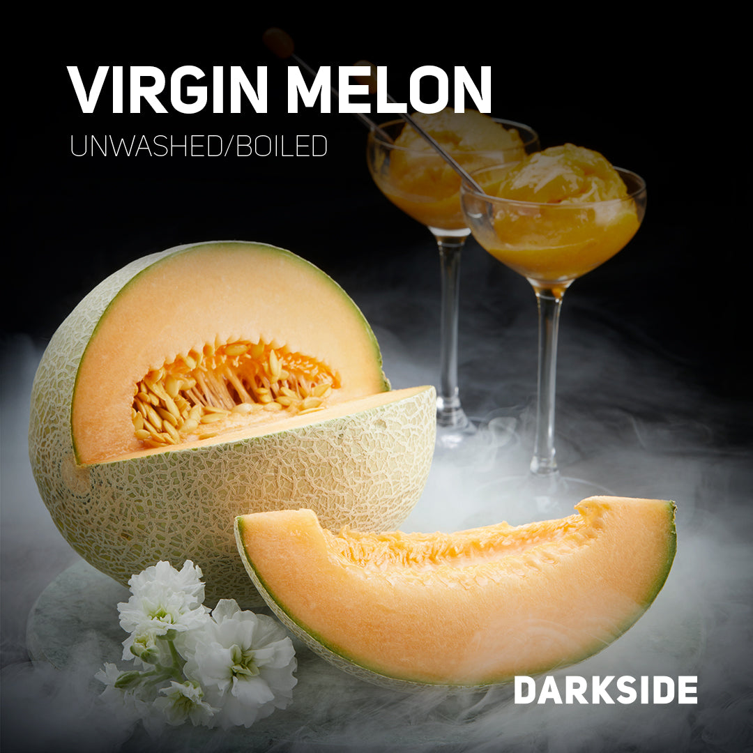 Virgin melon flavor by Darkside with fresh cantaloupe and melon cocktail glasses