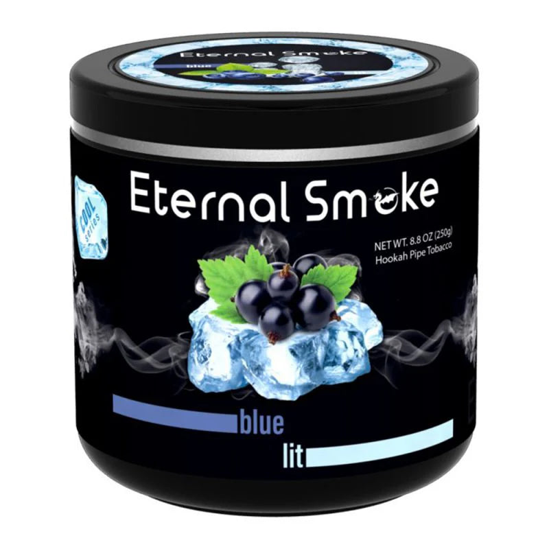 Eternal Smoke Blue Lit hookah pipe tobacco with ice cubes and blackcurrant flavor by LE TABAC