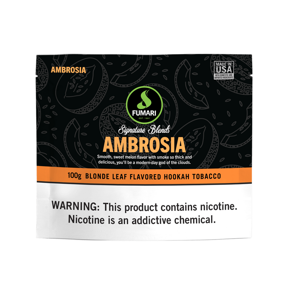 Fumari Ambrosia 100g Blonde Leaf Flavored Hookah Tobacco with sweet melon flavor packaging