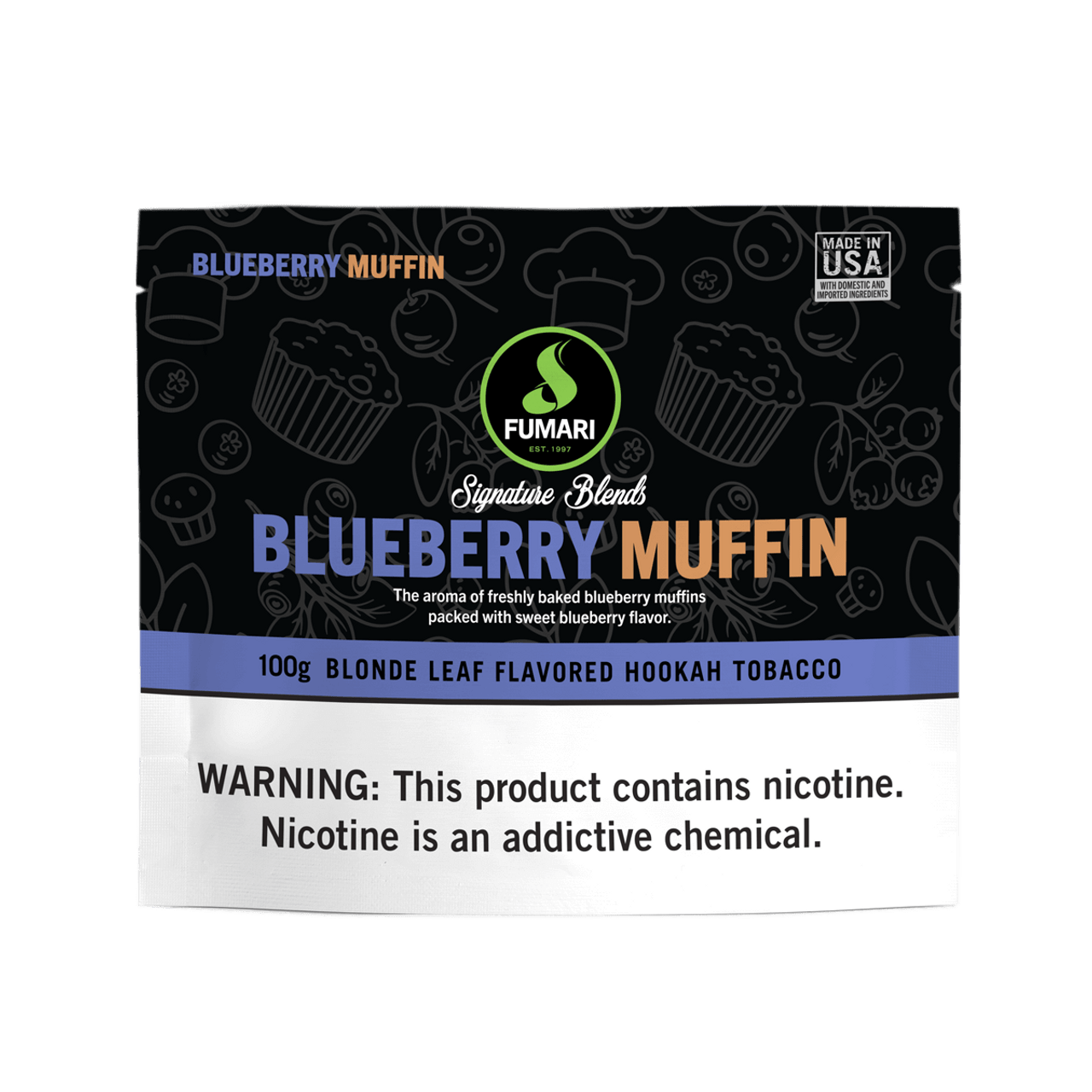 Fumari Blueberry Muffin 100g blonde leaf flavored hookah tobacco with blueberry muffin aroma