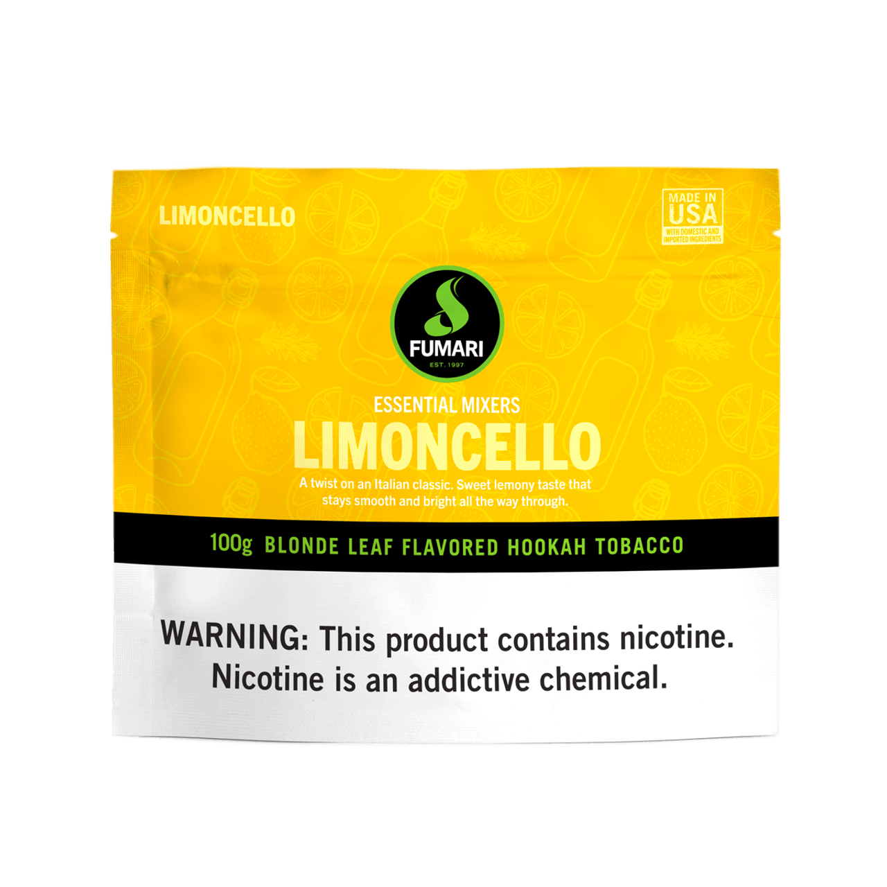 Fumari Limoncello blonde leaf flavored hookah tobacco pouch with lemon flavor by LE TABAC