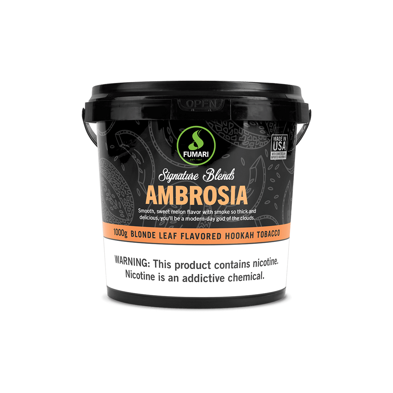 Fumari Ambrosia blonde leaf flavored hookah tobacco 1000g container by LE TABAC
