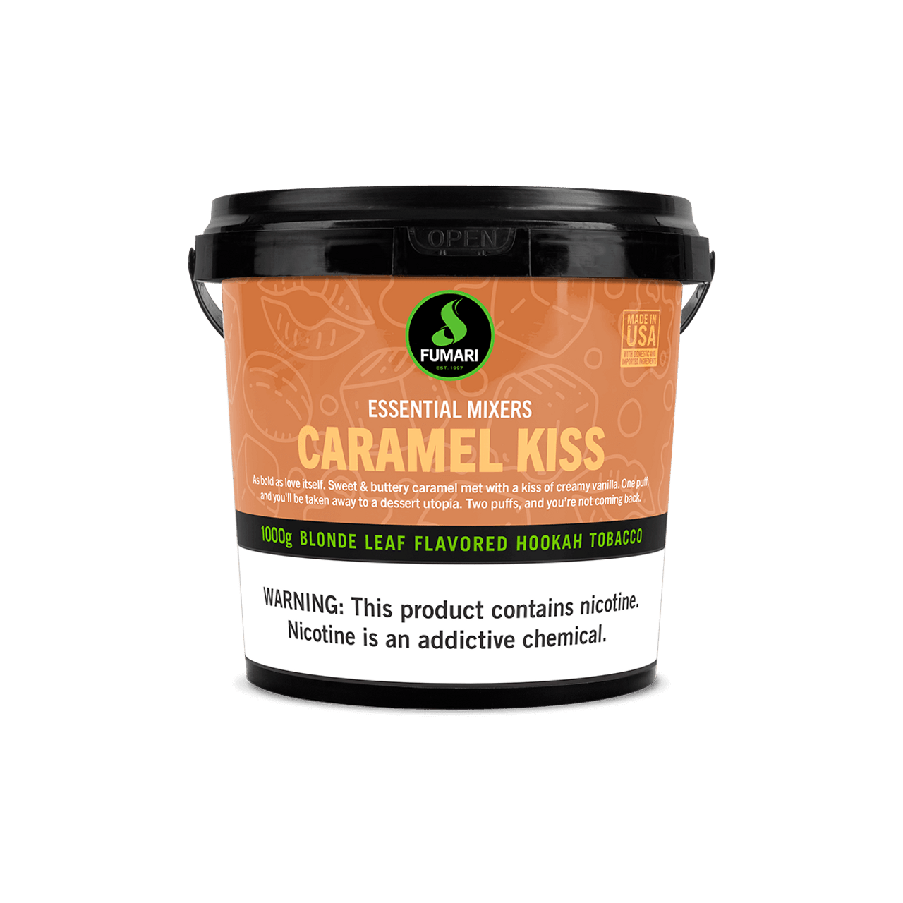 Fumari Essential Mixers Caramel Kiss Blonde Leaf Flavored Hookah Tobacco 1000g tub