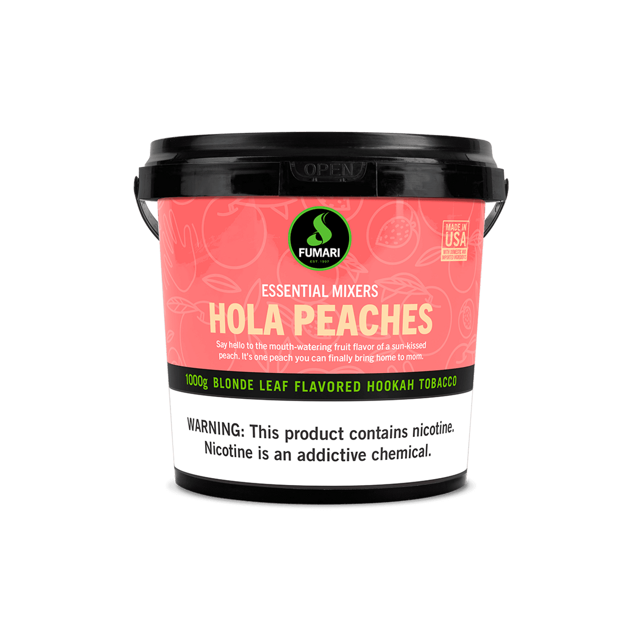 FUMARI Essential Mixers Hola Peaches Blonde Leaf Flavored Hookah Tobacco 1000g container