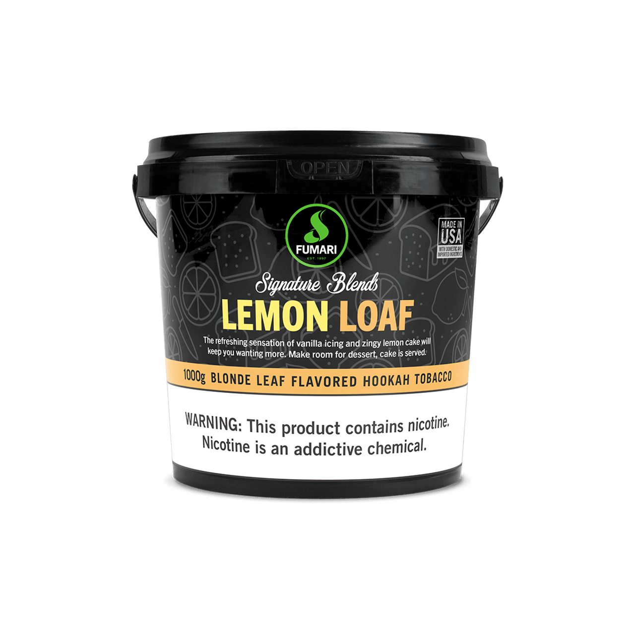 Fumari Lemon Loaf Blonde Leaf Flavored Hookah Tobacco 1000g container by LE TABAC