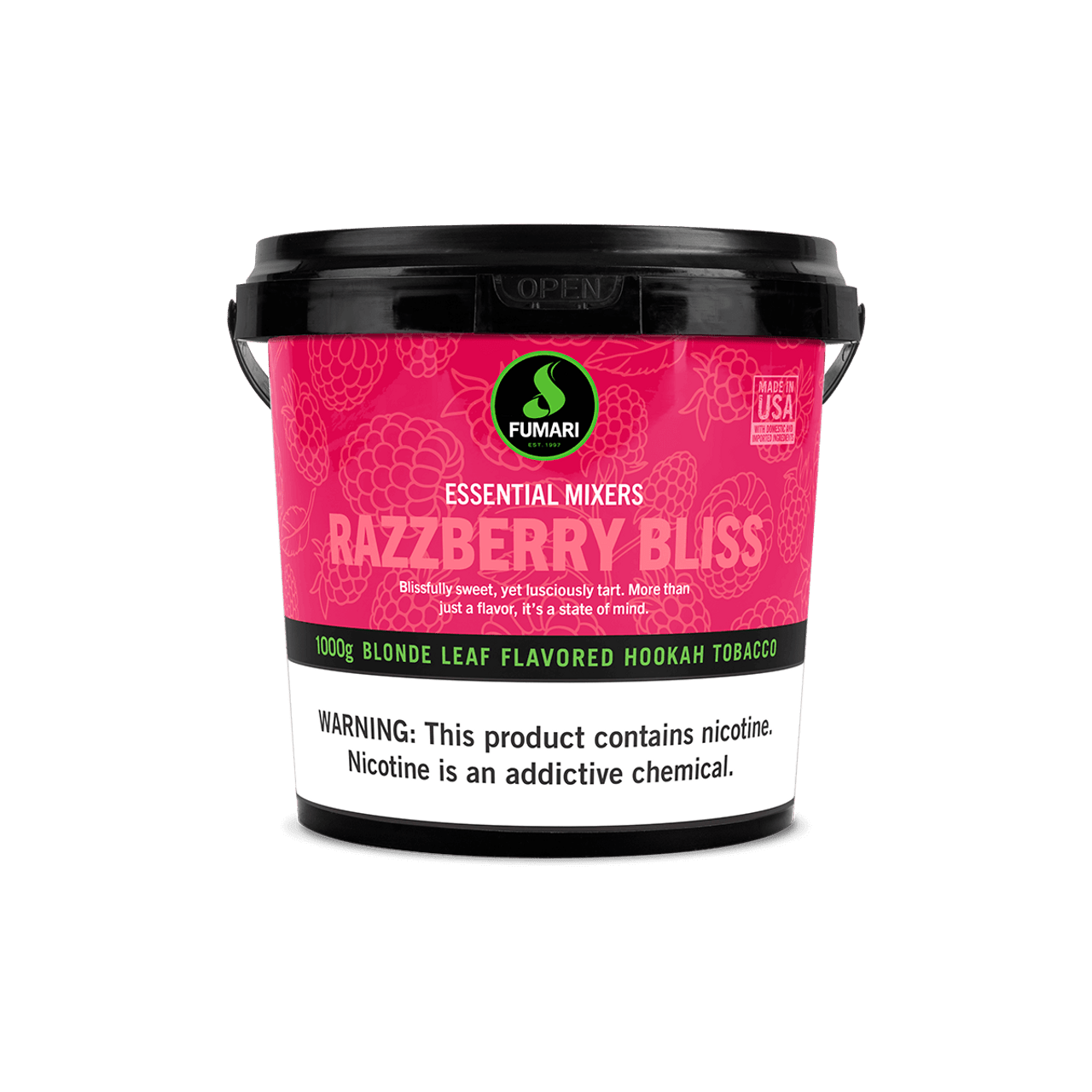 Fumari Razzberry Bliss blonde leaf flavored hookah tobacco 1000g container by LE TABAC